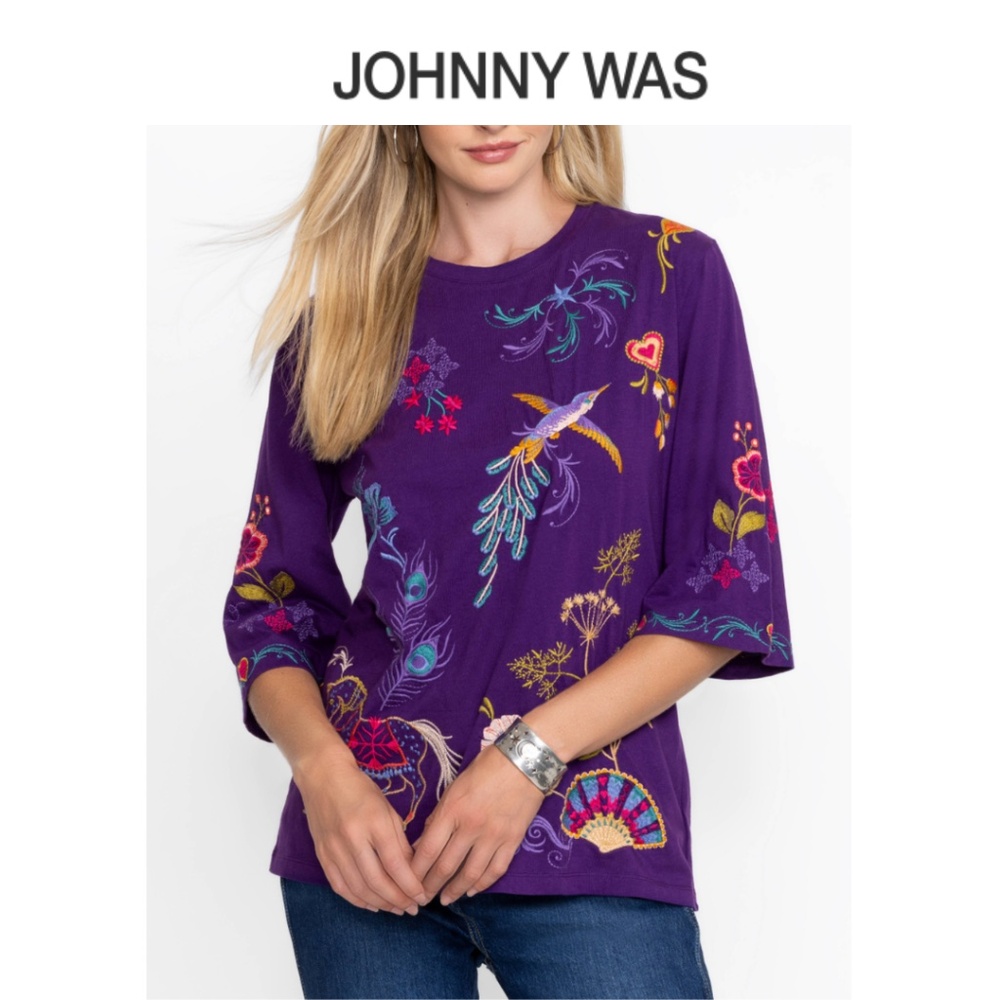 Johnny Was Ariela Embroidered Tee